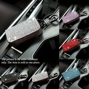 Car Rhinestone-encrusted Key Bag, Fashion Small And Convenient Car Key Protector, Simple And Stylish Car Interior Supplies, Car Key Holder