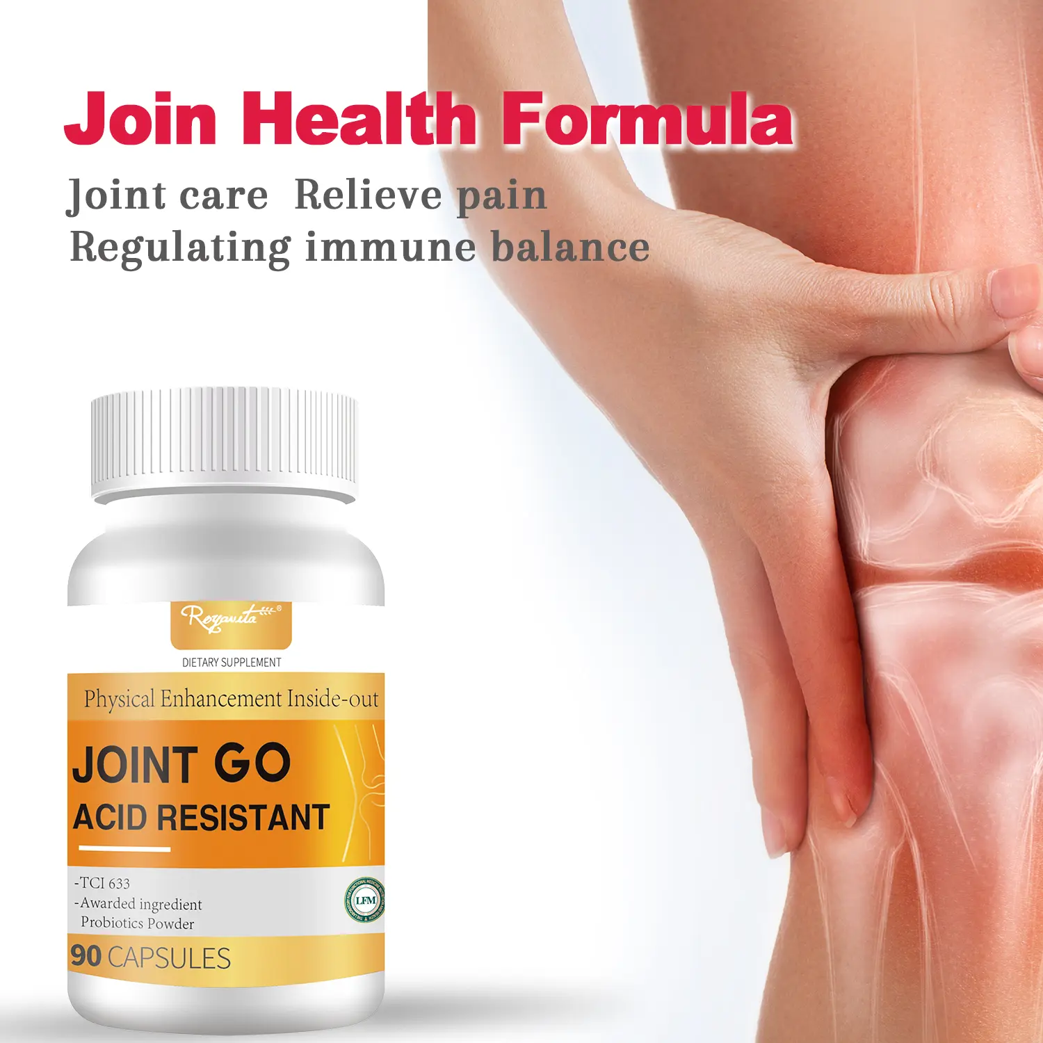 Royavita Triple-Strength Joint Health Supplement with Glucosamine Peptide, Probiotic Powder, Streptococcus thermophilus Powder, and Bacillus coagulans - 90 Capsules - 2