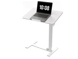 Adjustable Bedside Table with Hidden Wheels – 22" Wide Mobile Side Cart for Couch, Sofa, Bed – Pneumatic Lift Standing Desk, Portable Laptop Table for Small Spaces, Easy Assembly