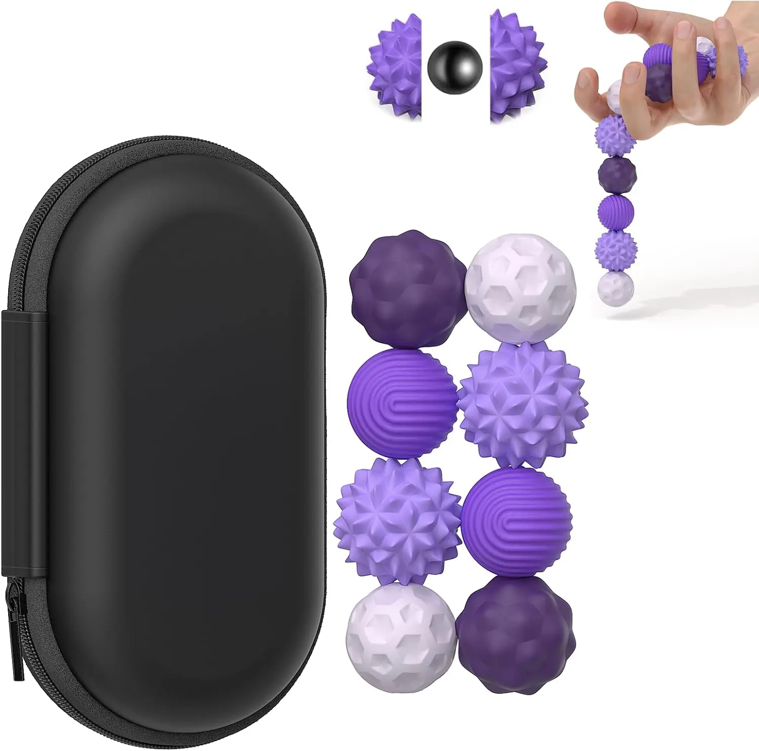 Silicone Magnetic Balls Set, Stress Relieving Accessory,8Pcs Silicone Magnetic Decompression Ball Set,With Portable Storage Box, Magnetic Suction Design - Office Stress Relief Toys