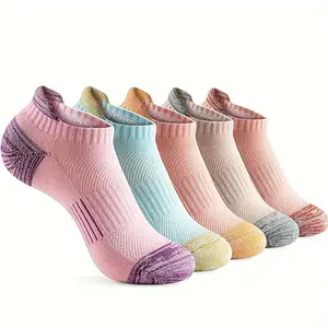5Pairs Women Ultra Athletic Socks - Ultra-Breathable, Quick-Drying, Ankle-High, Low-Cut, and Moisture-Wicking for Running, Fitness, and Summer Outdoor Activities - Vibrant Trendy Colors