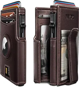 Miyozi Airtag Wallet for Men,With Money Clip 10 Cards Metal Case Smart Slim Pop up Credit Card Holder Flip with Magnetic Closure RFID Blocking Wallet with Gift Box miyozi