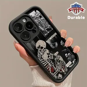 Skull Lovers Pattern Case for iPhone 16 15 14 Pro Max 13 12 11 XR XS Plus Shockproof Non Slip Military-Grade Protection Silicone Cover