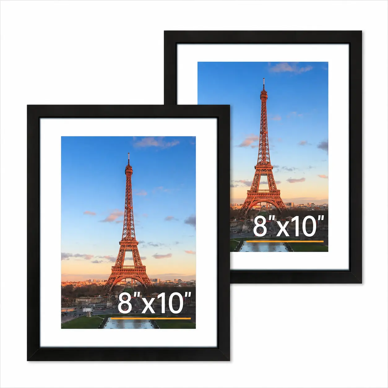 Set of 5 Black 8x10 Picture Frames with Polished Plexiglass – Fits 5x7 Photos with Mat or 8x10 Without Mat – Galleria Collection Wall-Mounted Photo Frames Decor Light