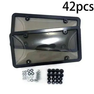 2 Pack Car License Plate Covers & Frame Combo, Front/Rear Car License Plates Shields Holder with Screw Caps for US Standard Cars