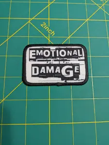 EMOTIONAL DAMAGE tiktok trend meme 2"x3" morale patch with hook and loop backing