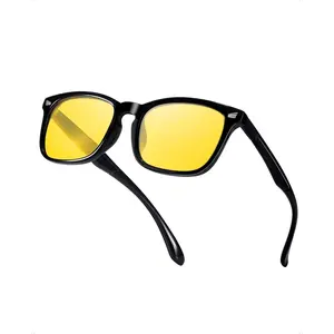 Bluelight Glasses for Men Women Polarized Anti Glare Orange Lens Futuristic Square Shape Lightweight Durable Trendy Casual Sunglasses