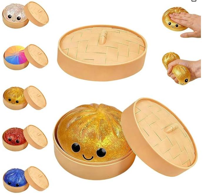 Squishy Dumpling Stress Balls for Adults, Dumpling Squishy Toys for Kids, Dumpling Fidget Sensory Toy,Diameter Squeeze Dough Ball Stress Relief Toy, Stretchy Stress Ball Squish Toys