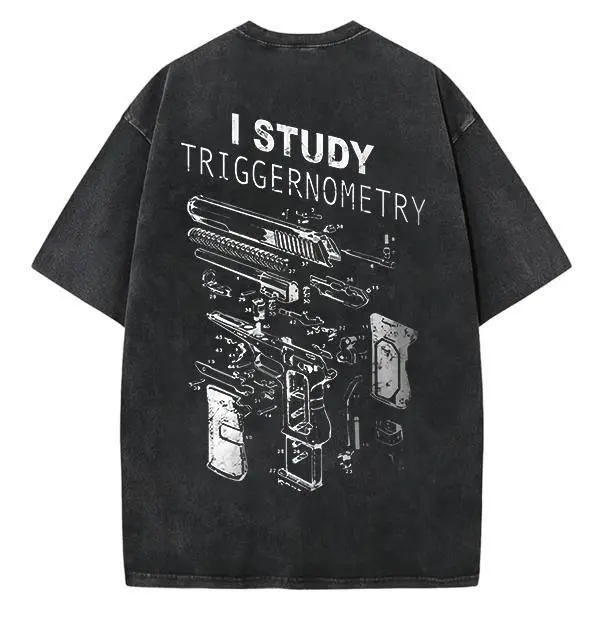 I Study Triggernometry Shirt, Funny Gun Lover T-Shirt, Pro 2A Sweatshirt, Tactical Hoodie for Men，Sweatshirt，Washed Cotton T-shirt
