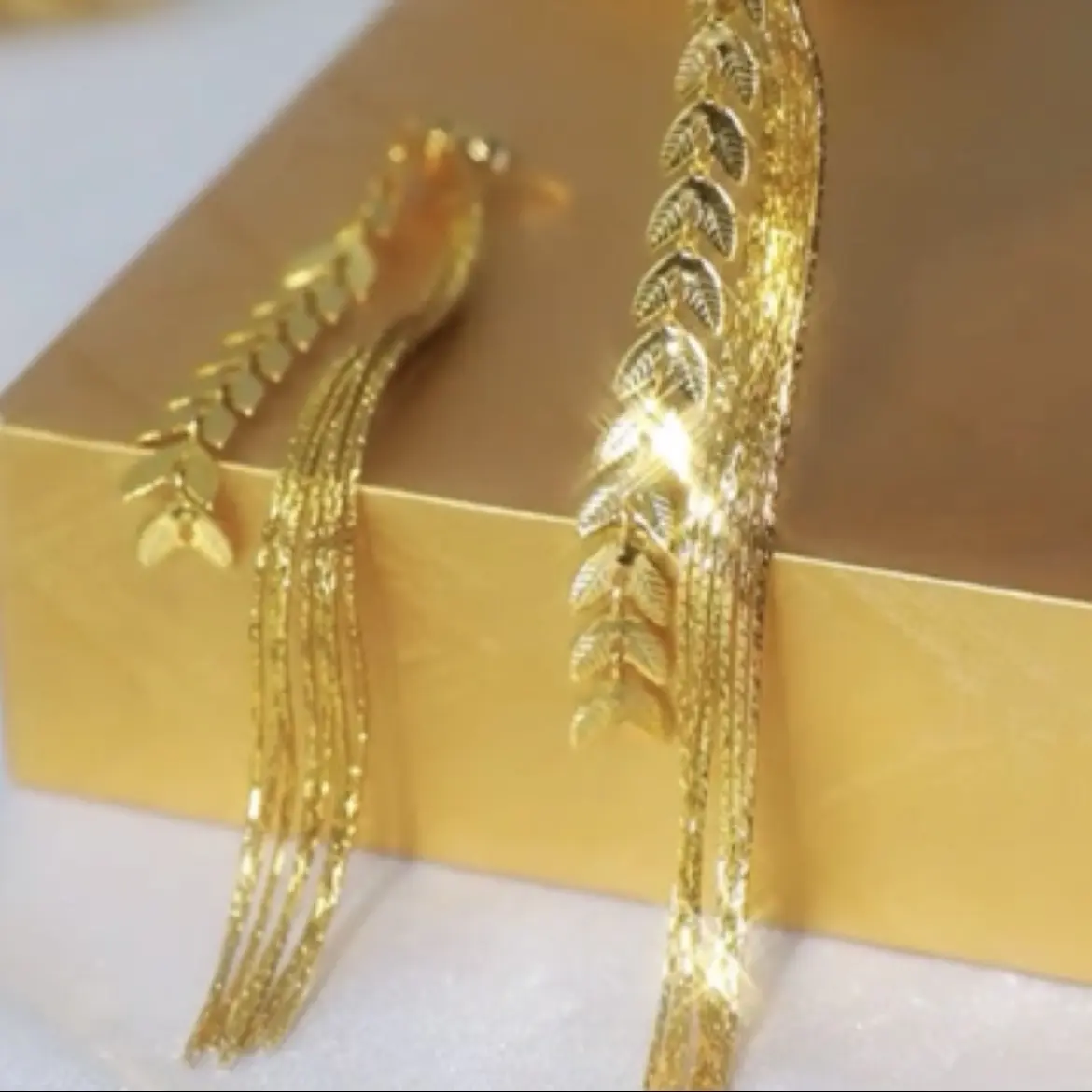 Golden Tassel Wheat Earrings Fashionable Temperament Women's Accessories Elegant and Stylish Jewelry