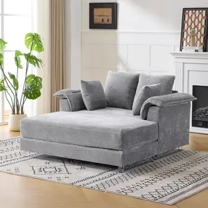 VINGLI Modern Floating Chaise Lounge Chair with Acrylic Legs, Upholstered Cushion Deep Seat Lounge Sofa with Iron-Wood KD Frame, Pillow Armrest, Accent Chair for Living Room, Play Room Apartment summergarden