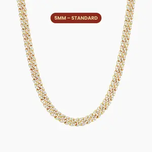 JAXXON Youth Iced Out Cuban Link Chain 5mm - Gold - Diamond Simulants - Box Clasp