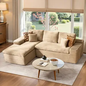 [Christmas]L-shaped Modular Sectional Sofa, Compressed Corduroy Fabric, Modern Style Living Room Sofa Bed, Space-Saving Recliner Design - Convertible Corduroy Sectional Sofa