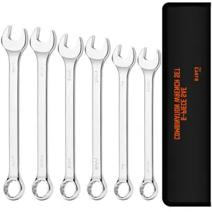 Large Wrench Set with Rolling Pouch | SAE | 6-Piece | Chrome Vanadium Steel