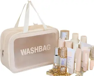 Travel Toiletry Bag for Women and Men, Matte Translucent Toiletry Bag with Handy Handle, Makeup Cosmetic Organizer Bag for Travel Toiletries Accessories