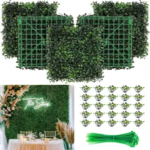 Grass Wall 12 Pack 10"x10" Artificial Boxwood Hedge Wall Panels,  Hedge Screen Faux Boxwood for Outdoor,Indoor,Garden,Fence,Backyard,Greenery Walls