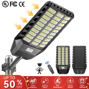 DEEPN Solar Street Light 750 LEDs IP66 Waterproof Outdoor LED Lamp with Motion Sensor & Remote Dusk to Dawn Yard Garden Lighting