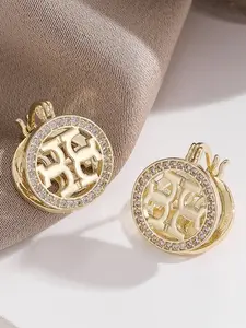 Women's Fashion Earrings Set, Copper Zirconia Ear Cuffs, Elegant Lightweight Design, Versatile Round Cutout Jewelry for Women, Versatile Accessory