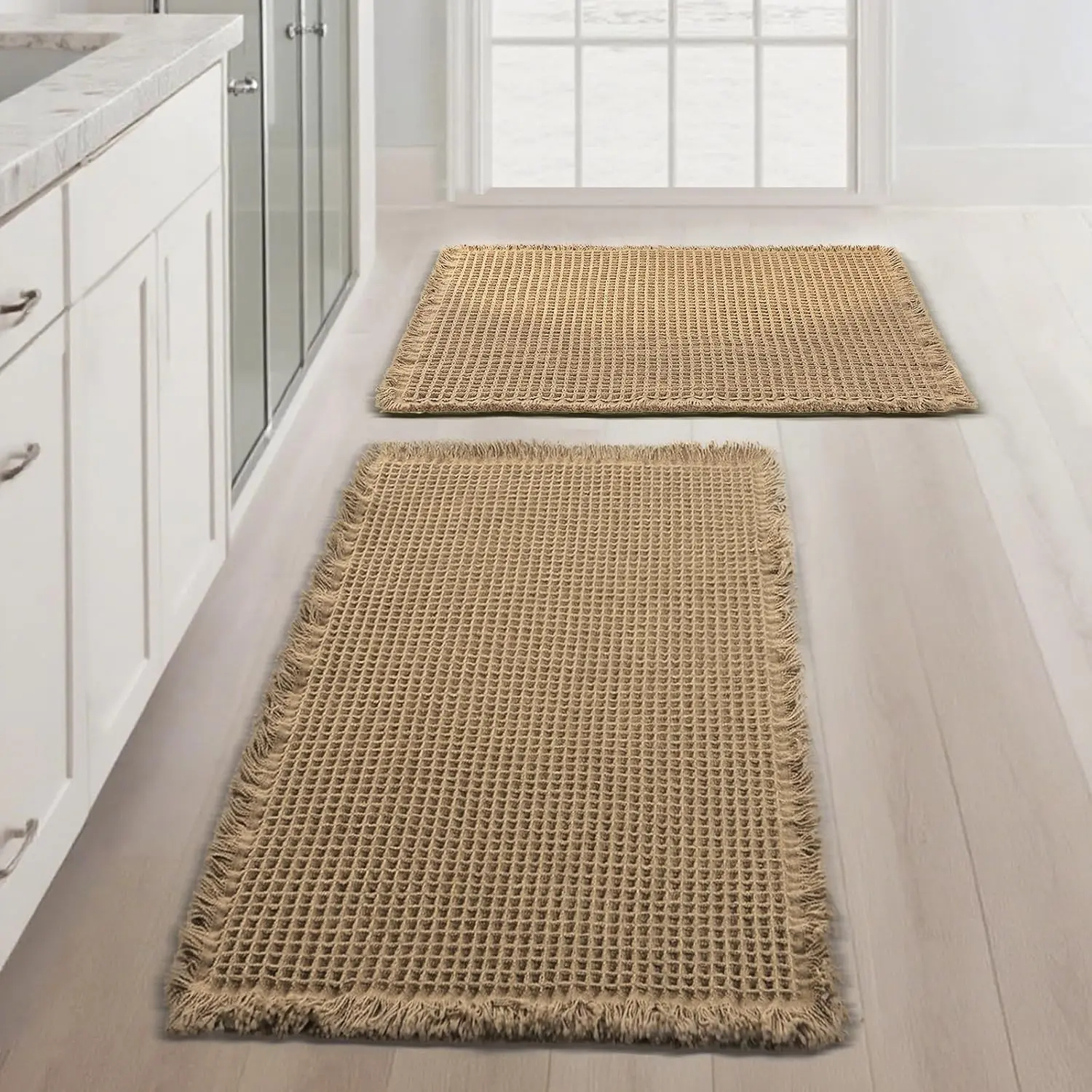 Non-Slip Bath Mat Rug, Super Absorbent Bathroom Rug, Soft Waffle Shower Floor Mat, Machine Washable Bath Rug for Bathroom & Bedroom