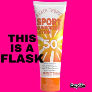 Hidden Flask Set of 2 - Sunscreen Flask & Liquor Disguise Bottle Drinkware Travel Flask 10oz BPA-Free Food-Grade Plastic with Funnel Travel by Classy Wino