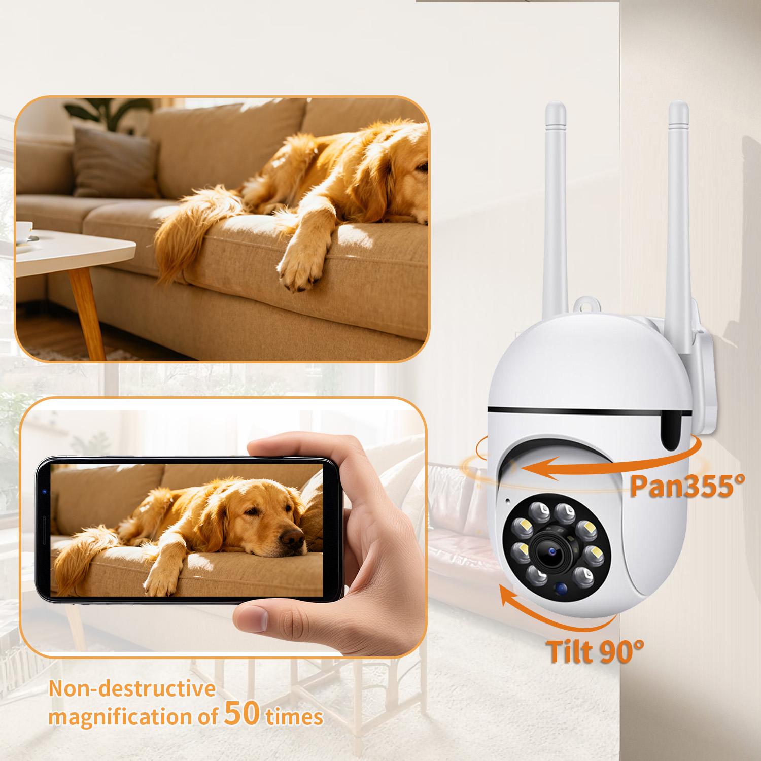 Ivyiot 2K Baby Monitor Pet Camera Ultra Clear 360 WiFi Indoor Surveillance Camera with Two Way Audio and Color Night Vision for New Moms Home Living Room Security