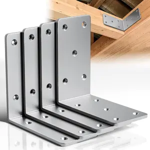 5" X 5"Heavy Duty Shelf Brackets,4PCS L Brackets for ,L-Shape Corner Bracket,90  Angle Bracket,Galvanized Corner Brace for  Furniture, Bed Frames, Shelving & Timber Projects