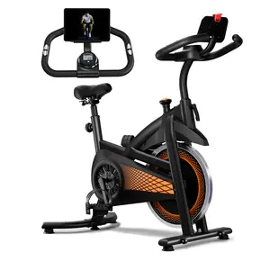 【Upgrade Your Home Gym】 FYC Ultra-Quiet Exercise Bike with Flywheel & Silent Belt Drive (<25dB),300LBS Capacity, 5-Point Support for Max Stability. Fits 4.6-6.3ft,Easy  Move and Assembly,LCD Monitor (Tracks Heart/Cals),Ideal for Apartment，Adjustable Seat