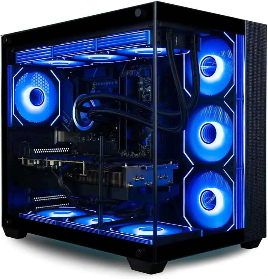 Panorama XL Prebuilt Gaming Desktop PC - AMD Ryzen 9 9900X, RTX 5080, 32GB DDR5 RAM, 2TB NVMe Gen4 SSD, WaterCooled, WiFi 7+BT, HDMI, RJ45, Windows 11 Pro, RGB Keyboard+Mouse, 3 Year Warranty