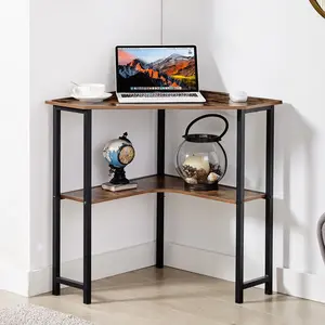 VECELO Corner Desk Triangle Computer Desk Workstation with Storage Shelvse Space-Saving Vanity Table for Small Space, Home Office
