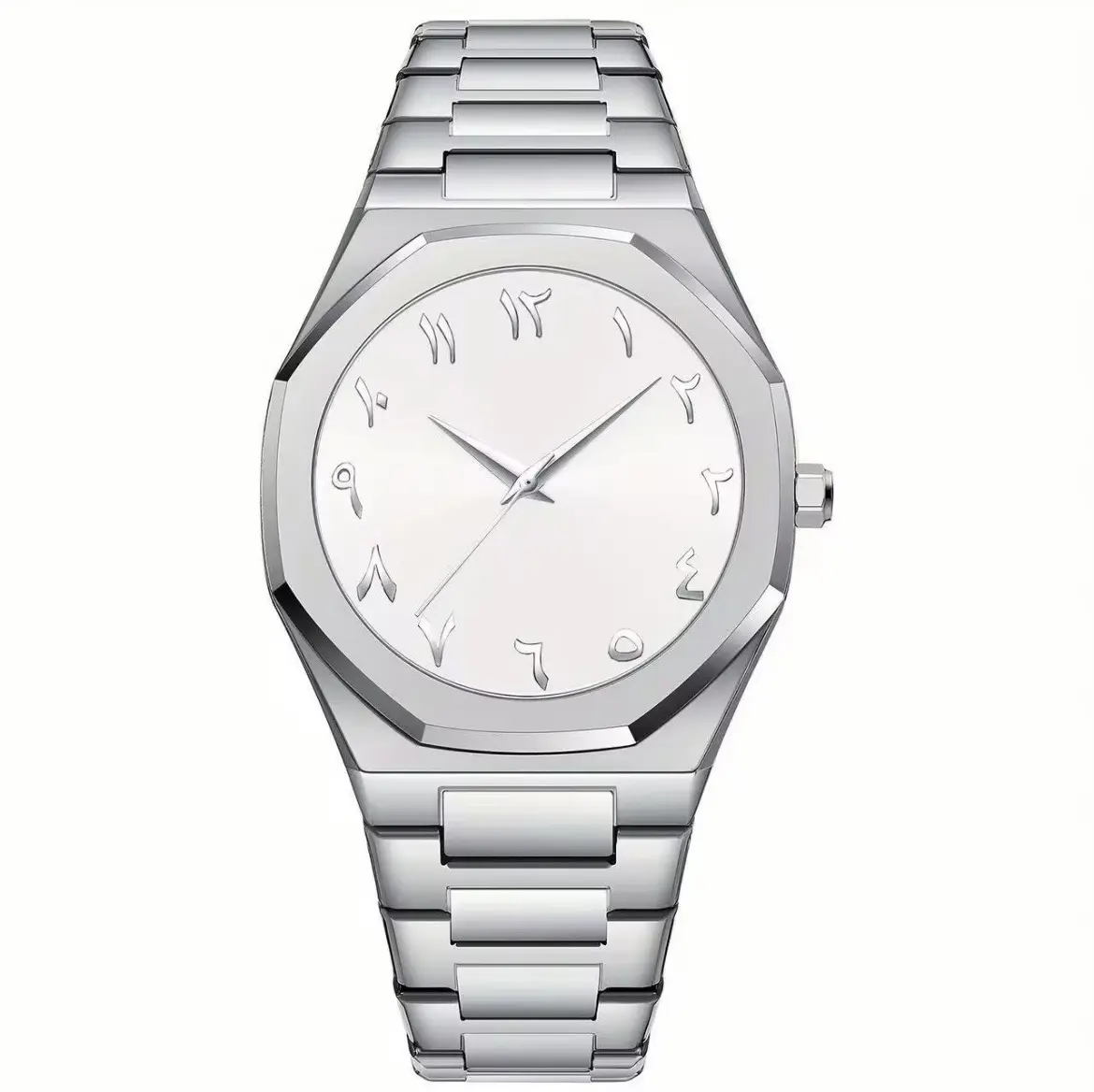 Simple Round Watch in Stainless Steel, Unisex Modern Design with Arabic Numerals, Dial Graduations, and an Adjustable Band, Analog, Bracelet