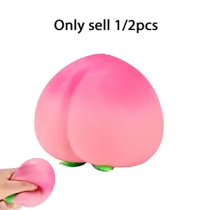 1/2PCS Anxiety Squishies, Fidget Cube Stress Relief, Peachs Fruit Slow Rising Soft Toy Stress Relieve Gift, Made of Safe and Flexible Material, Durable and Compact., Suitable for All Ages, Pink and Yellow
