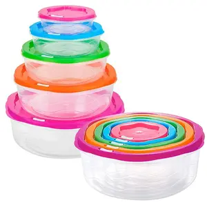 Food Storage Container with Lid, Stackable Space-Saving Design Plastic Storage Bowl, Multi-Color Kitchen Bowl Food Storage, 5 pieces of silicone plastic multipurpose set, color