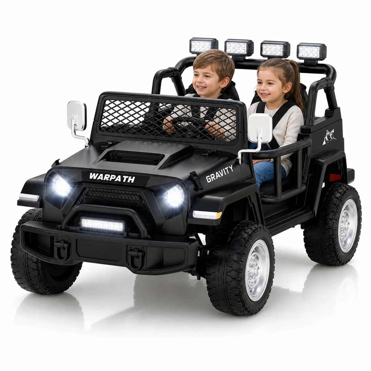 Little Haven 50" 24V Kids Ride-On Jeep, 4WD Real Motors, 2-Seater, EVA Tires, 3-Point Harness, Remote Control & Emergency Stop - Powerful Off-Road Toy for 2 Kids — Deals for u