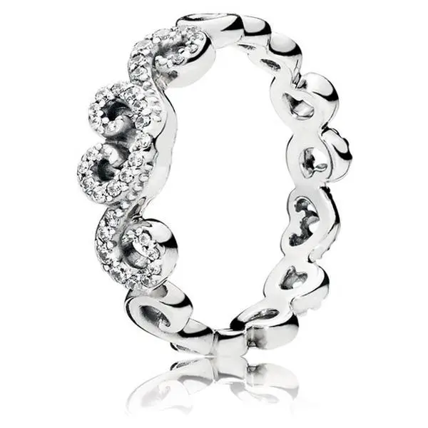 PANDORA Chandelier ring in sterling silver with 8 bead-set clear CZ 197117CZ-58