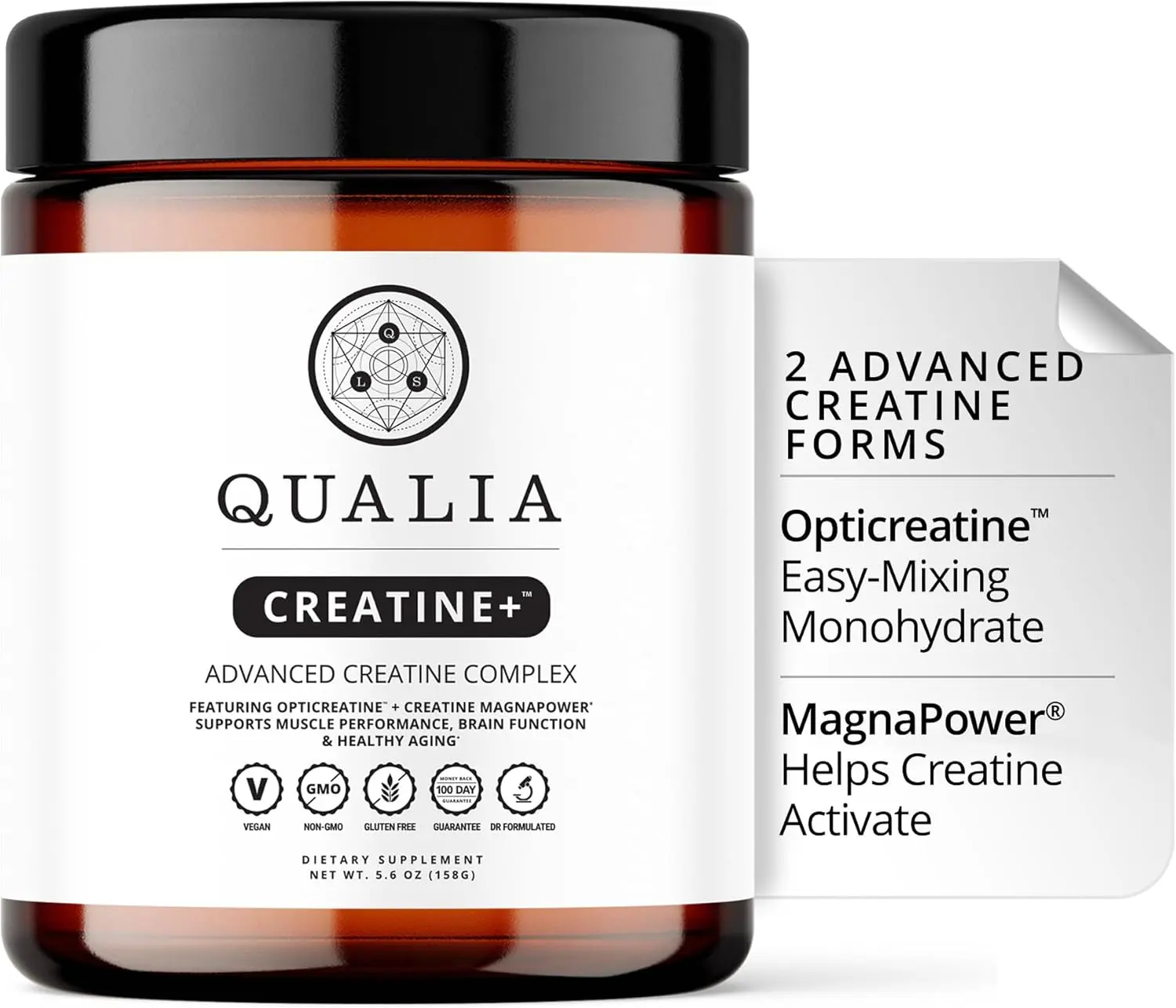 Qualia Creatine | Advanced Creatine Complex | 2 Sources + Magnesium | Optimized Absorption | Muscle Performance, Brain Function, & Healthy Aging (30 Servings)