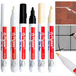 3/6 Pieces Tile Pen Wall Grout Color Pen Tile Repair Pen Refill Wall Gap Grout Renew Marker for Tiles Floor Bathroom Decontamination Seam Repair Tile Maintenance (Black,White,Beige)