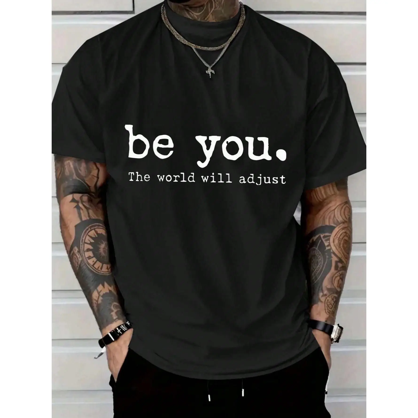Men'S New Casual Pure Cotton T-Shirt. Be You. The World Will Adjust Men'S Summer Outdoor Clothi graphic tees men crop tops summer outfits for men summer tops T-Shirt