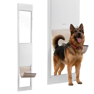 VEVOR Sliding Glass Dog Door - 91-96 in Height Adjustable, Aluminum Alloy Frame, Metal Rotating Hinges, Secure Lock Design, 13 5/8x23 5/8 in XL Size Flap, Rent-Friendly Pet Sliding Door