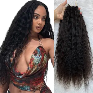 Ssawhair Wet and Wavy Crochet Human Hair Knotless Pre-Separated Water Wave Human Hair Lightweight Reusable For Braiding Feather Crochet Hair Extensions