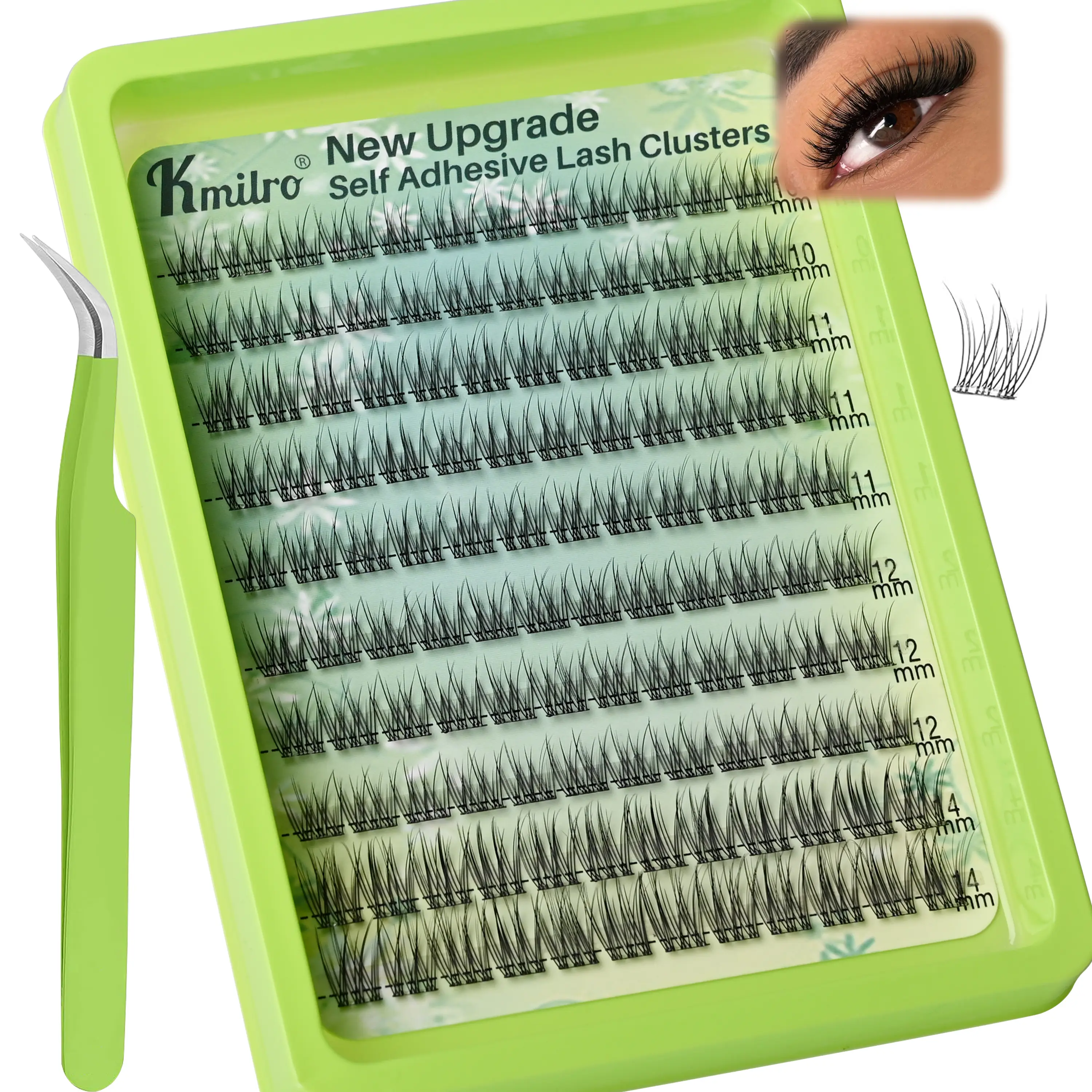 Self Adhesive Eyelashes 10-14mm Natural Self Adhesive Lash Clusters Wispy Press on Lashes No Glue Needed 120Pcs Pre Glued Lashes Clusters Reusable DIY Eyelash Extensions Kit with Tweezers, by Kmilro,sunscreen