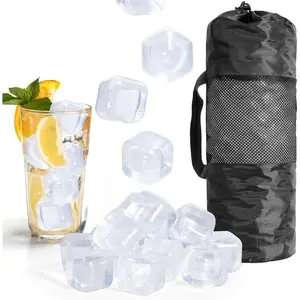 380 Pack  Ice Cubes for Drinks,  Plastic Ice Cubes, Refreezable & Washable Ice Cubes  Without Diluting for , Coffee, Parties, Camping & Ice Bath
