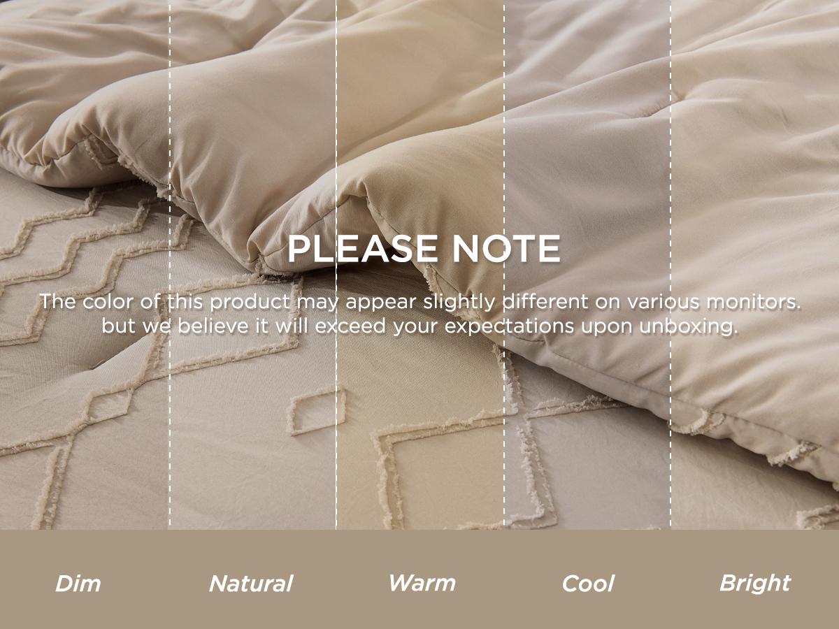 Andency Boho Queen/King Comforter Set 3 Pieces  Decorative Bedding Set Farmhouse Shabby Chic Embroidery Bedding GentleSoft Breathable for All Seasons Gifts