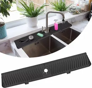 1pc Silicone Water Drain Mat/Anti-Slip Kitchen & Bathroom Sink Splash Guard Pad Kitchen Drainage Mat Silicone Drain Pad, NEW Kitchen Faucet Sinks Splash Guard Silicone Drain Pad Water Catcher Tray Slip Mat Drip Farmhouse