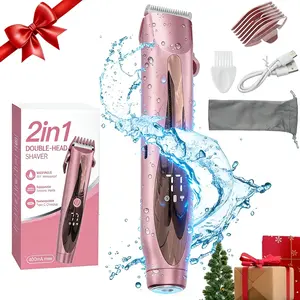 Bikini Trimmer for Women, Electric Shaver and Razor Rechargeable 2-in-1 Body and Facial Epilator,Waterproof USB Rechargeable Cordless Hair Trimmer for Women, Portable Hair Trimmer, Multifunctional Festival Gift
