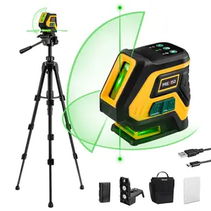 #SpringGlowUp PREXISO Laser Level with Tripod & 2 Plumb Dots - 100 Ft Rechargeable Point Cross Laser Level Self Leveling - Plumb Spot Alignment Wide Angle Laser Line for Construction, Ceiling, Floor Tile