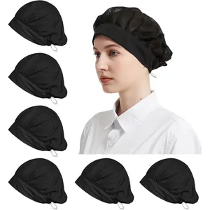 6 Pack Adjustable Chef Cap Mesh Cooking Hats Food Service Hair Nets Kitchen Net Reusable Restaurant Beanie -