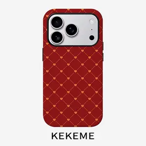 Love diamond red creative pattern, stylish and unique 2-in-1 mobile phone case, durable and anti-drop, suitable for iPhone 17 16 15 14 13 12 11 Plus Pro Max Air, Samsung Galaxy S series and A series, gifts for relatives and friends