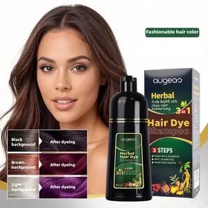 3 in 1 Hair Dye Shampoo 500ml – Instant Color & Shine | Herbal Ingredients, Moisturizing & Scalp Care Formula for Gray Coverage ，Semi permanent unisex，For Family, apartment, dormitory, hair salon (Dark Brown)