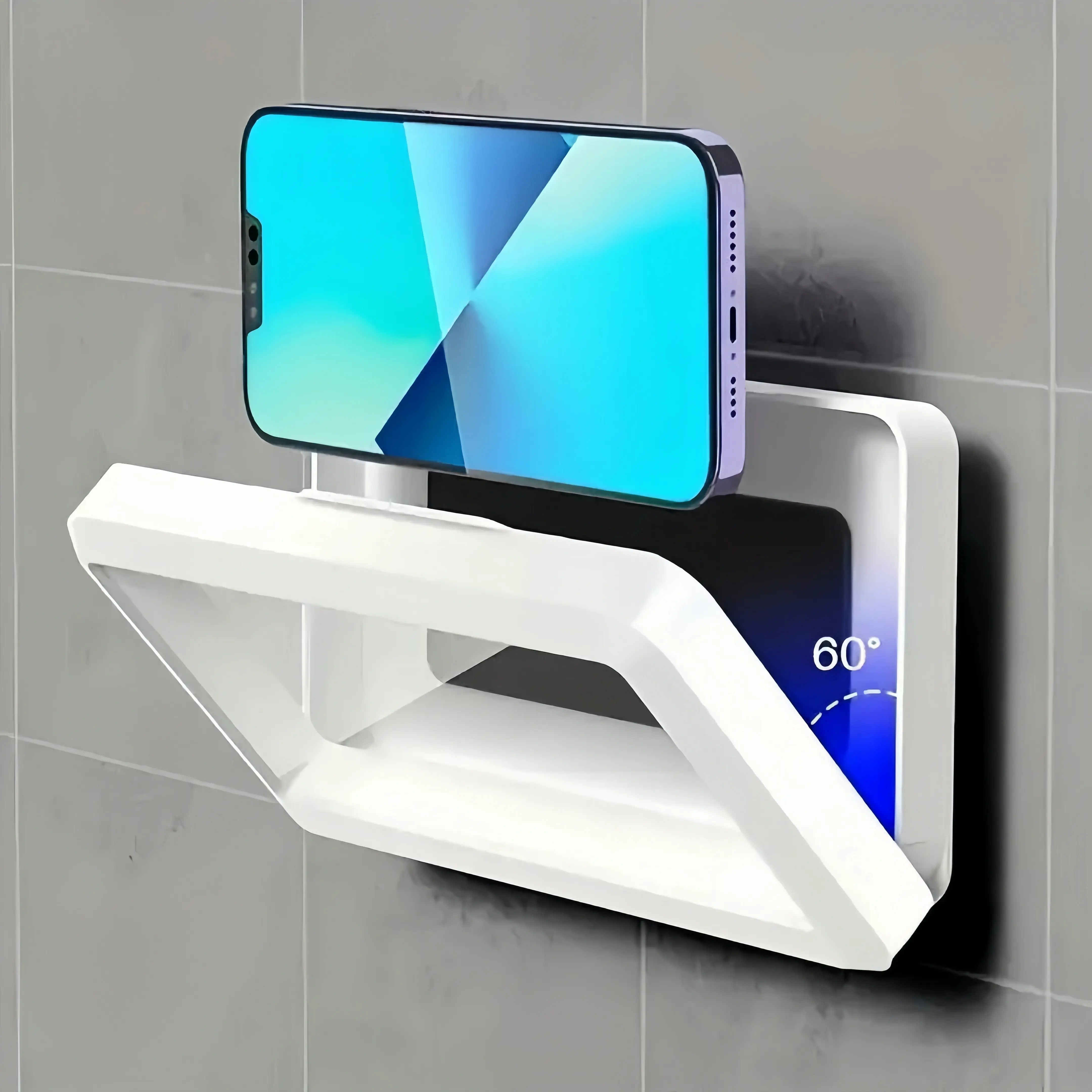 360 Rotatable Waterproof Phone Mount Smoothly Supporting Hands Free Viewing in Shower & Kitchen, Adjustable Wall Holder for 4-7 Inch Smartphones, Touchscreen Phone Case, Bathroom Accessories