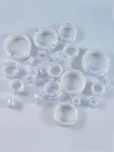 2Pcs Flexible Silicone Blue Spray Paint Pearl Powder Skin Ear Tunnels Plugs Ear Hollow Piercing Expander Earring Body Jewelry